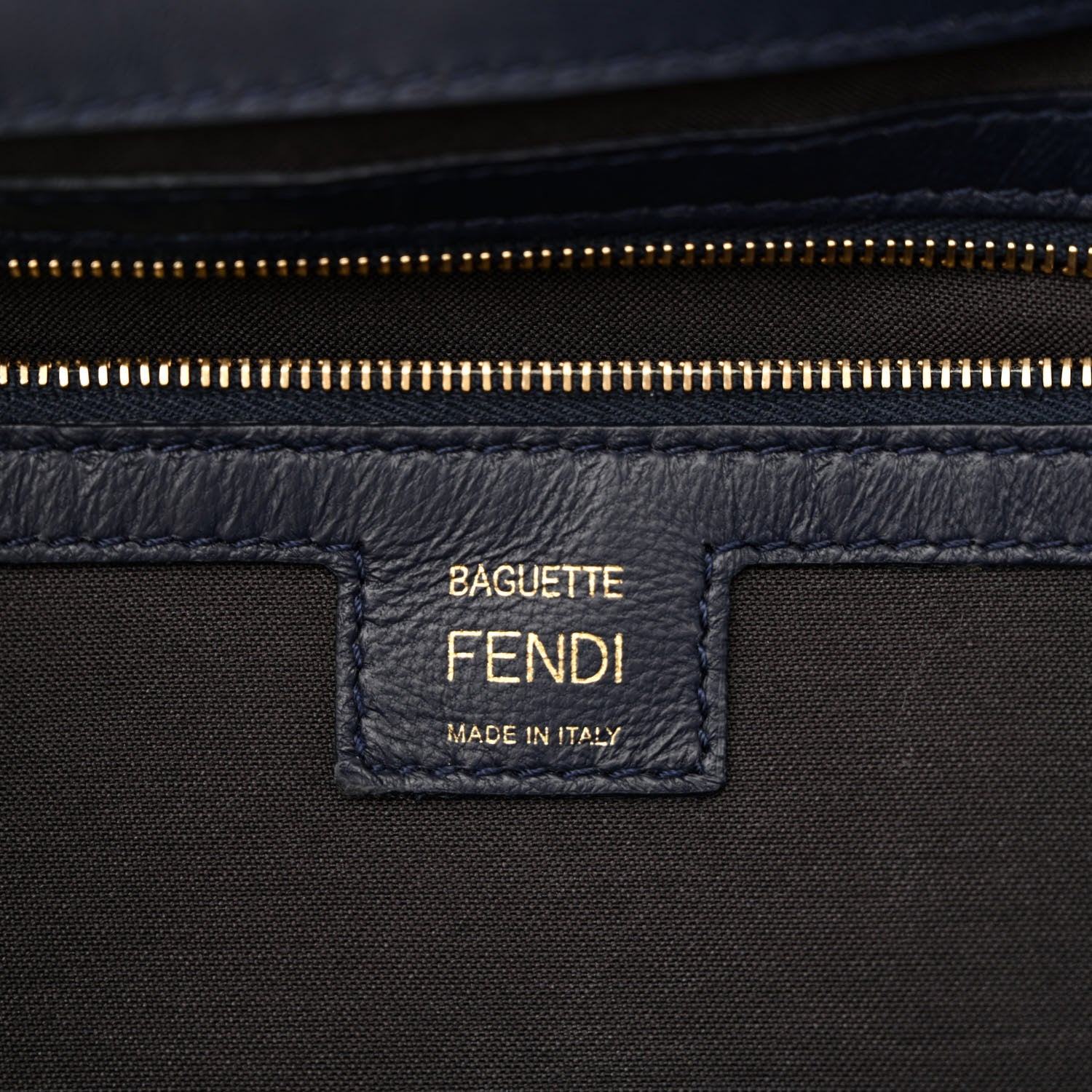 Fendi Nappa FF 1974 Embossed Large Baguette Midnight 5 of 9