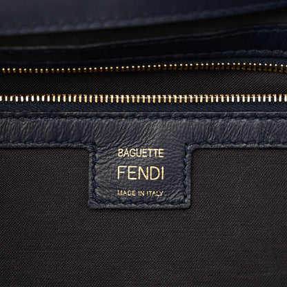 Fendi Nappa FF 1974 Embossed Large Baguette Midnight 5 of 9