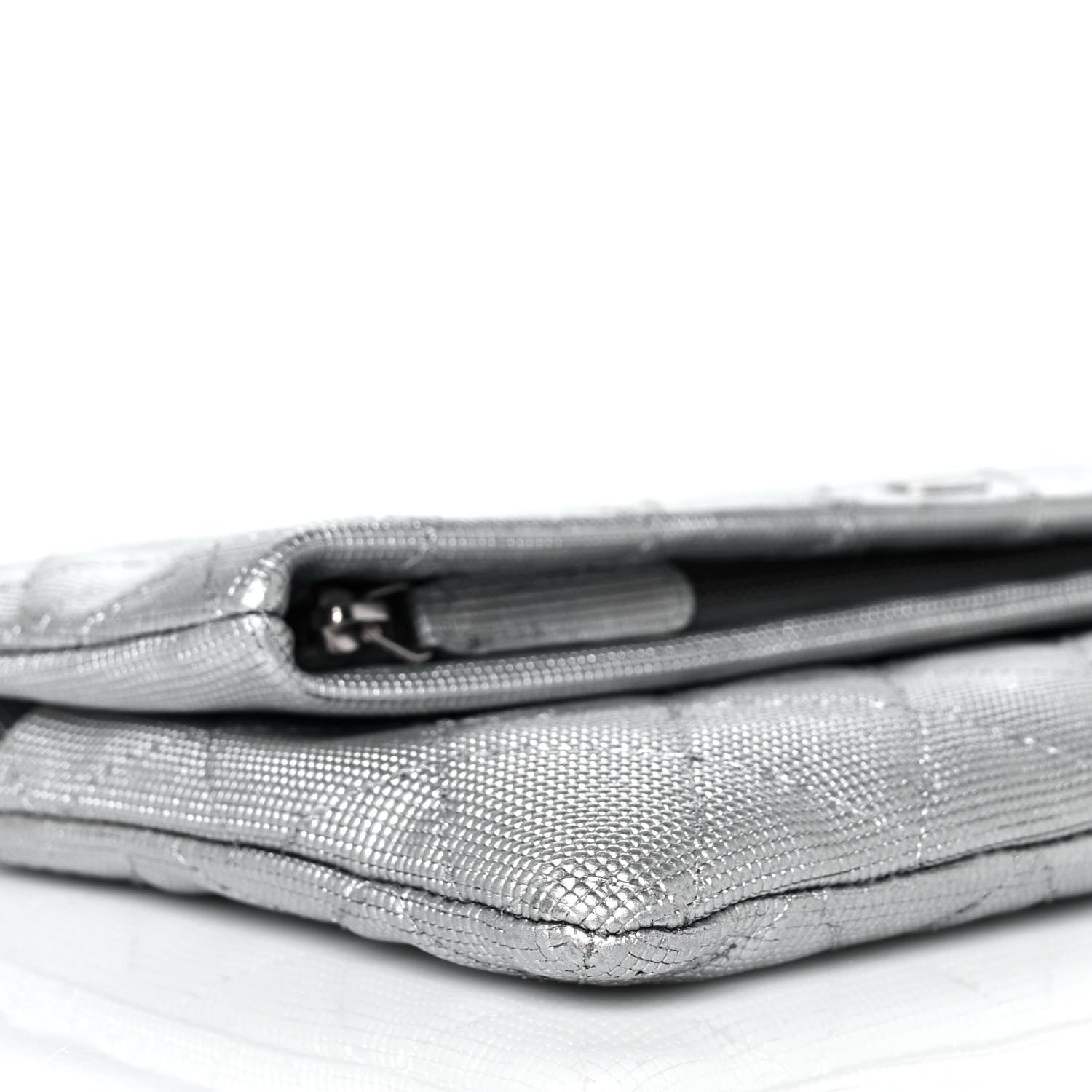 Chanel Metallic Calfskin Quilted Pixel Effect CC Beauty Clutch Silver 8 of 10