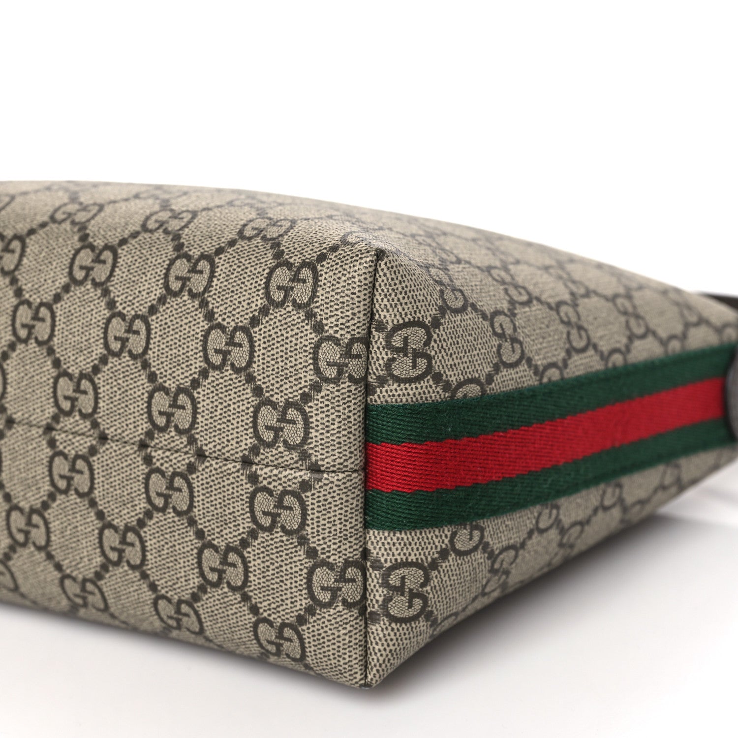 Gucci GG Supreme Monogram Textured Calfskin Web Super Mini Ophidia Shoulder Bag Beige Ebony New Acero 8 of 8