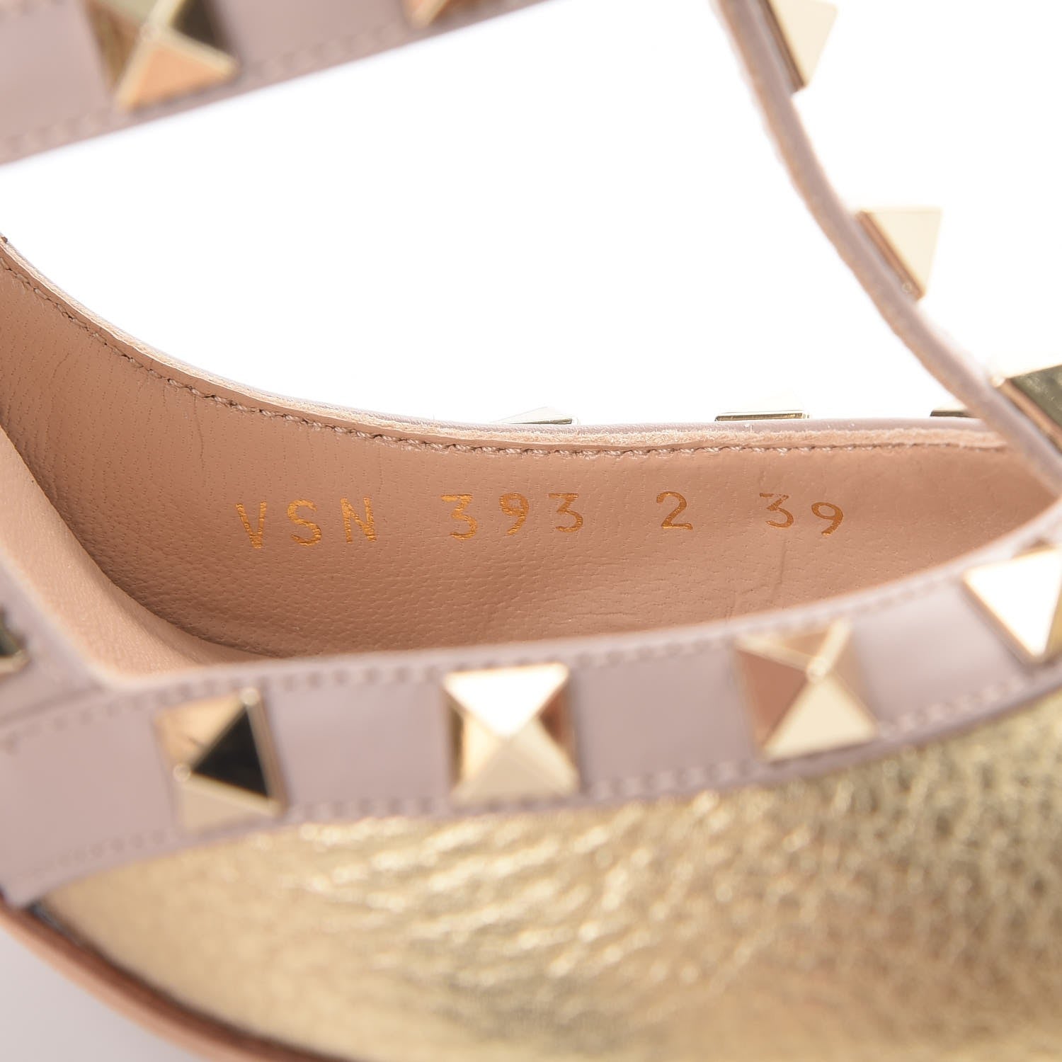 Valentino Garavani Metallic Pebbled Calfskin Rockstud Ankle Strap 100mm Pumps 39 Mekong Poudre 8 of 11