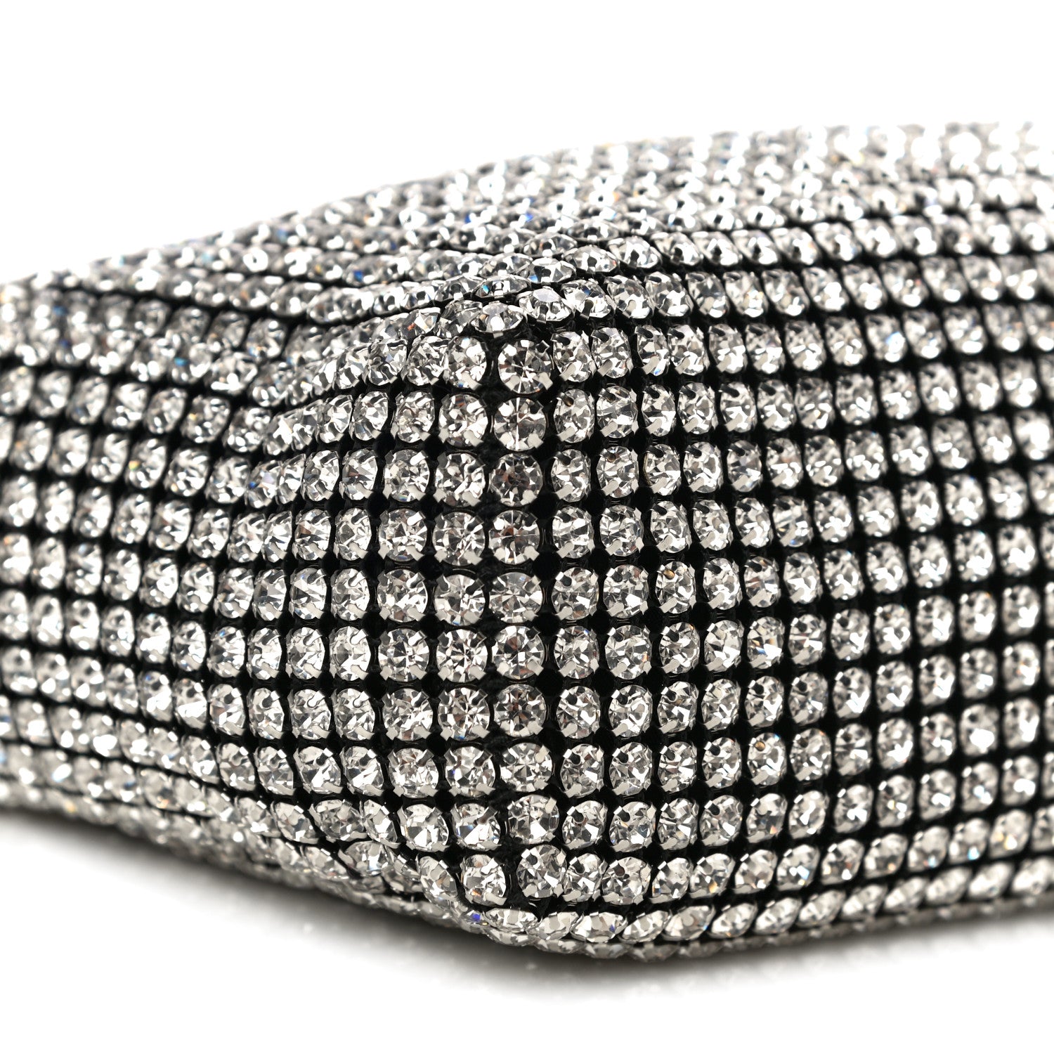 Alexander Wang Mesh Crystal Rhinestone Mini Heiress Pouch Black Silver 9 of 10
