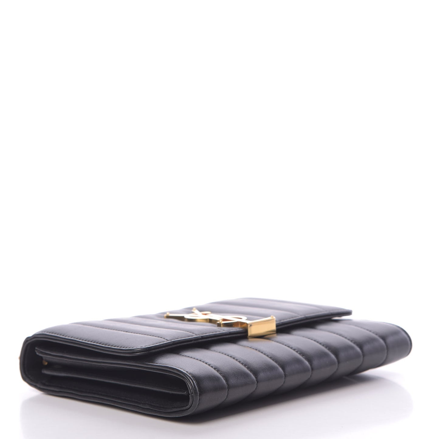 Lambskin Matelasse Monogram Vicky Chain Wallet Black