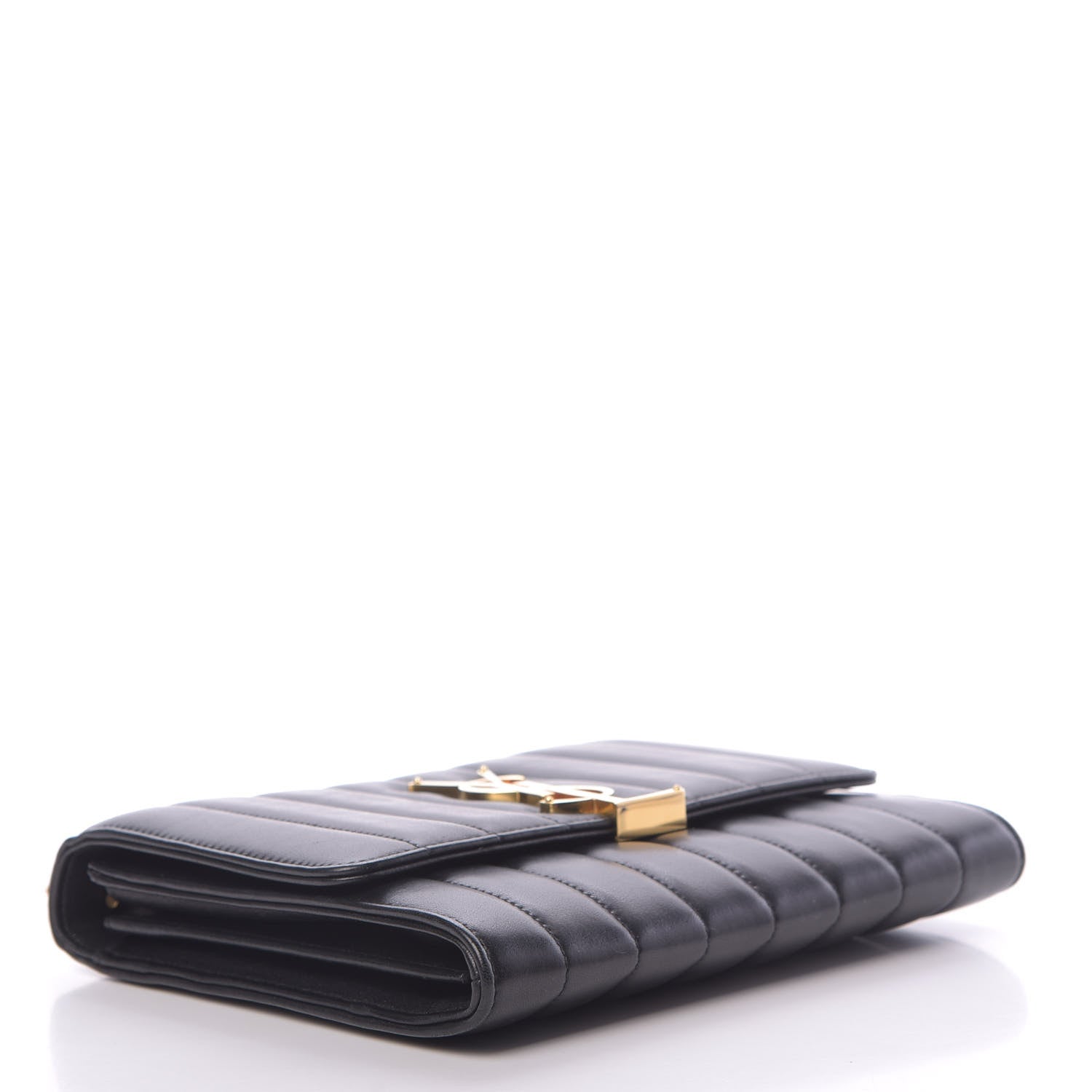 Saint Laurent Lambskin Matelasse Monogram Vicky Chain Wallet Black 4 of 14