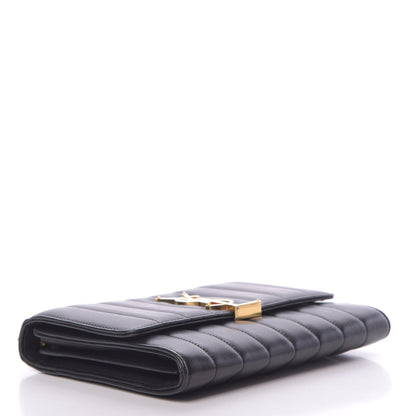 Saint Laurent Lambskin Matelasse Monogram Vicky Chain Wallet Black 4 of 14