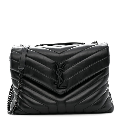 Saint Laurent Calfskin Y Quilted Monogram Monochrome Medium Loulou Chain Satchel Black Black 1 of 13