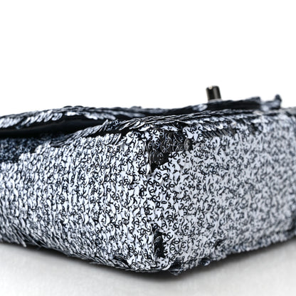 Chanel Sequin CC Logo Small Single Flap White Black 7 of 8