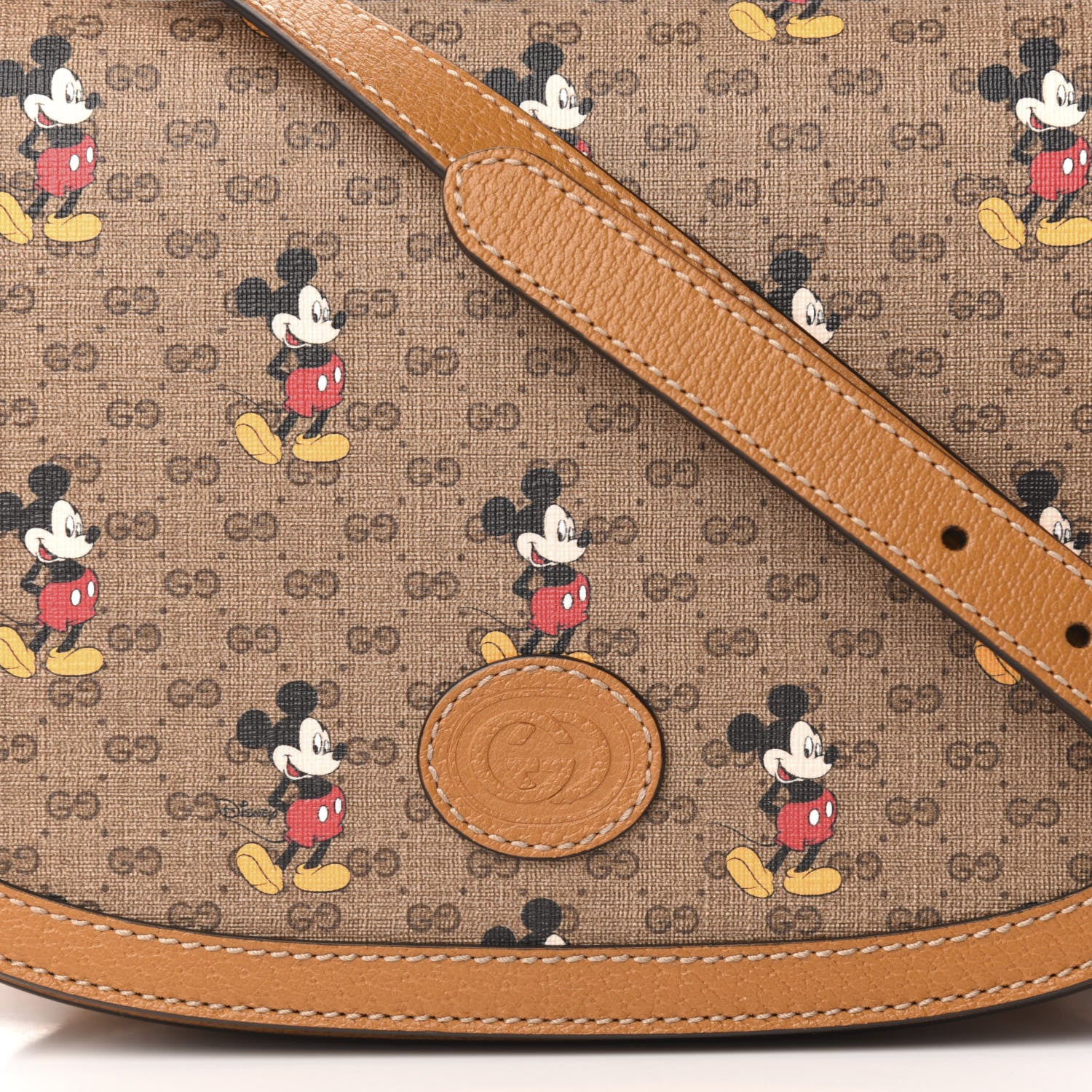 Gucci X DISNEY Mini Vintage GG Supreme Monogram Mickey Mouse Small Flap Messenger Bag Beige Vintage Sun Oil 10 of 10