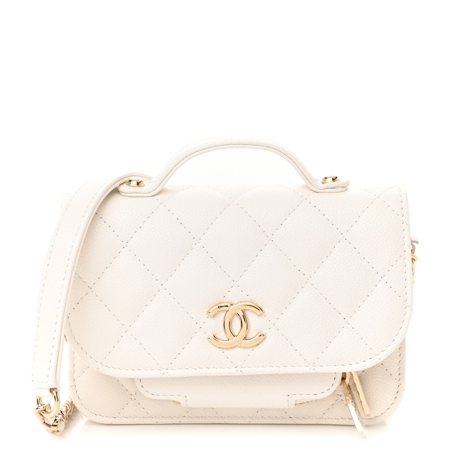 Chanel Caviar Quilted Business Affinity Clutch With Chain Flap White 1 of 12