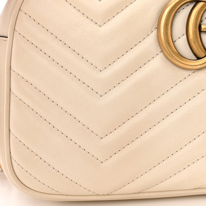 Gucci Calfskin Matelasse Small GG Marmont Chain Shoulder Bag White 12 of 15