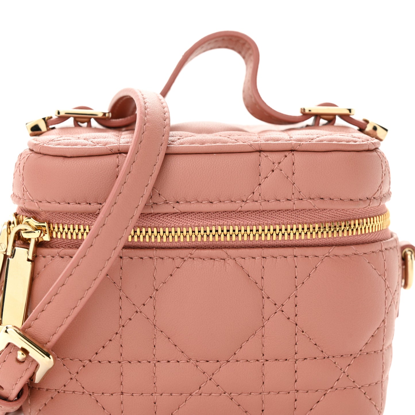 Lambskin Cannage Micro Lady Dior Vanity Case Deep Nude