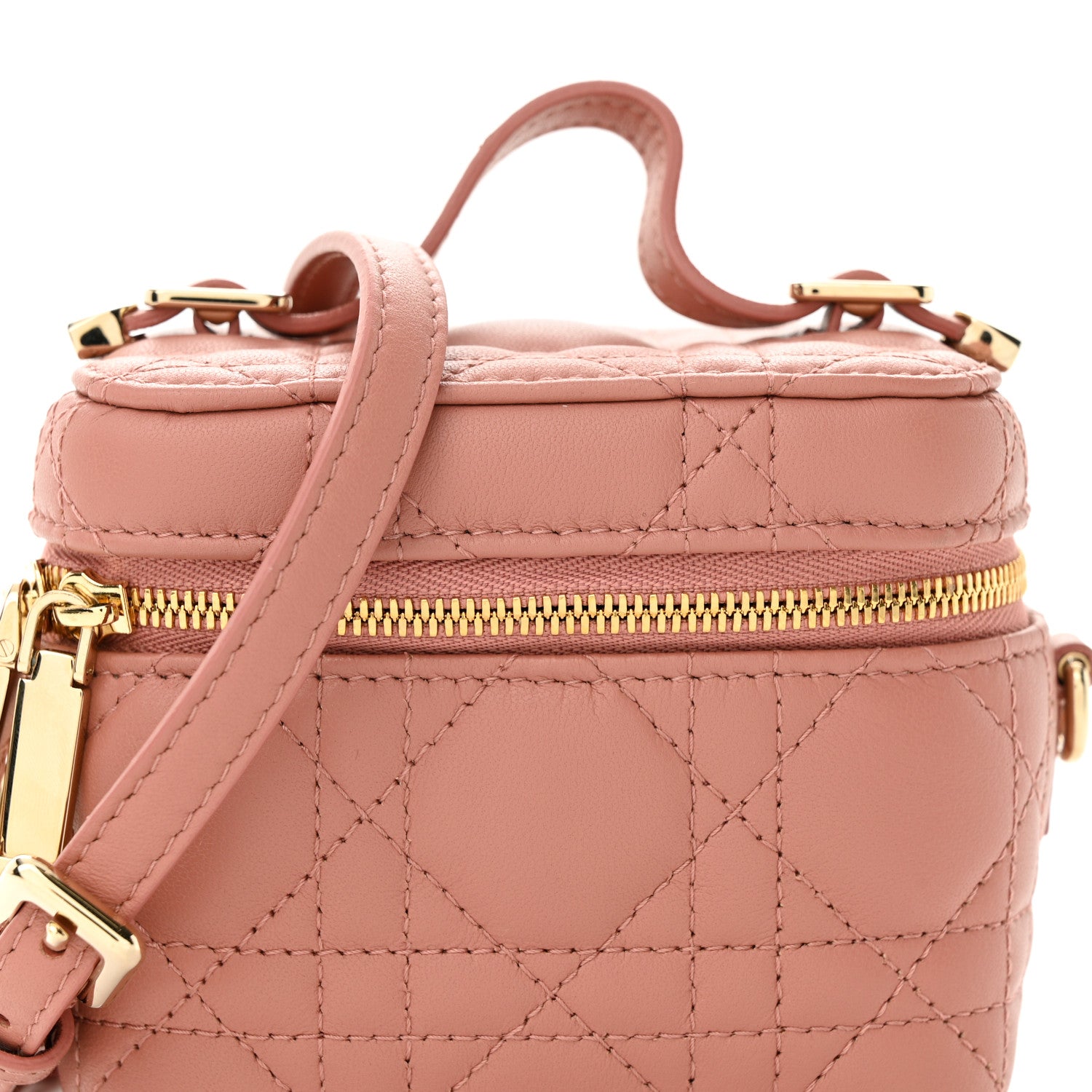 Christian Dior Lambskin Cannage Micro Lady Dior Vanity Case Deep Nude 7 of 9