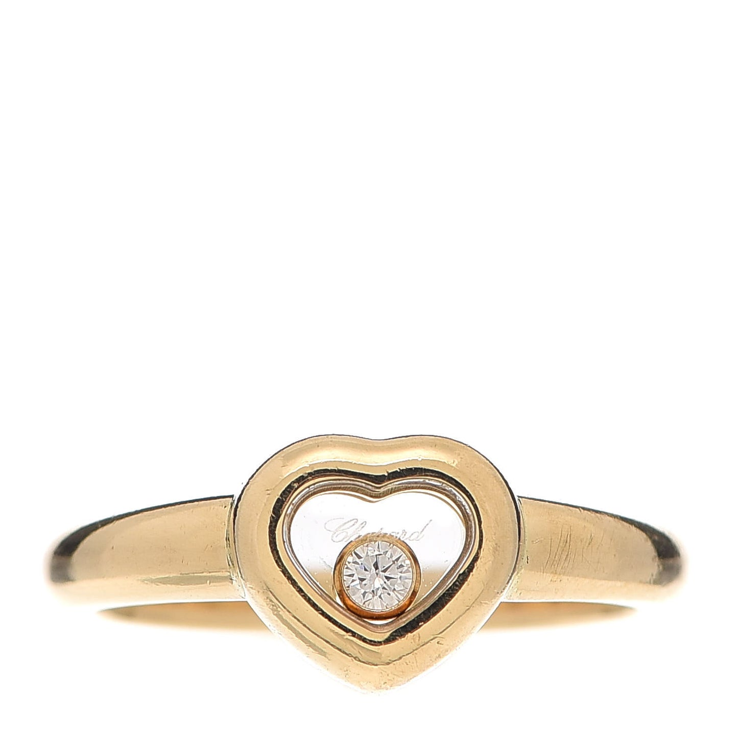 18K Yellow Gold Diamond Happy Heart Ring 51 5.75