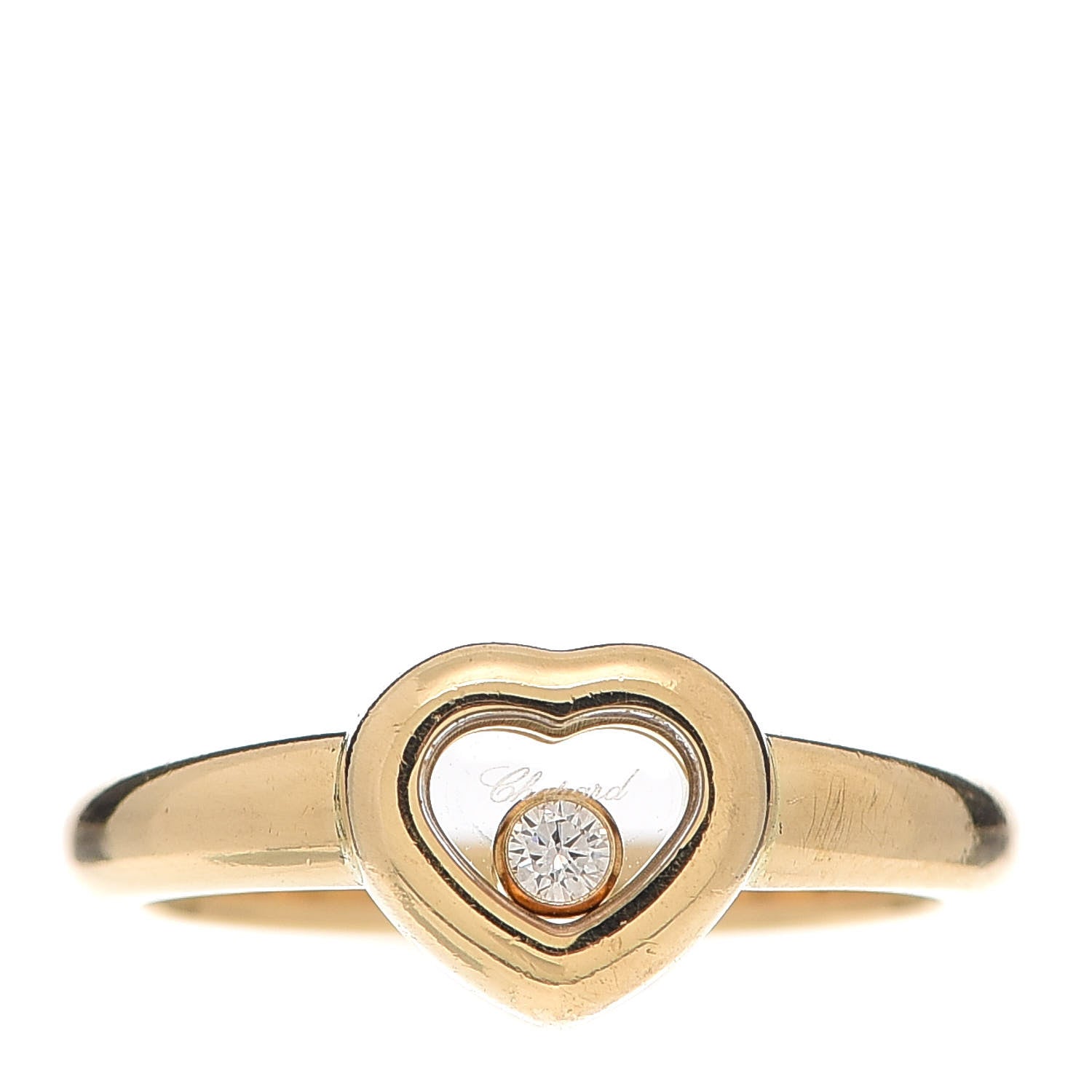 Chopard 18K Yellow Gold Diamond Happy Heart Ring 51 5.75 1 of 6