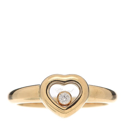 Chopard 18K Yellow Gold Diamond Happy Heart Ring 51 5.75 1 of 6