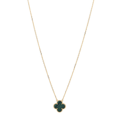 Van Cleef & Arpels 18K Yellow Gold Malachite Vintage Alhambra Pendant Necklace 1 of 5