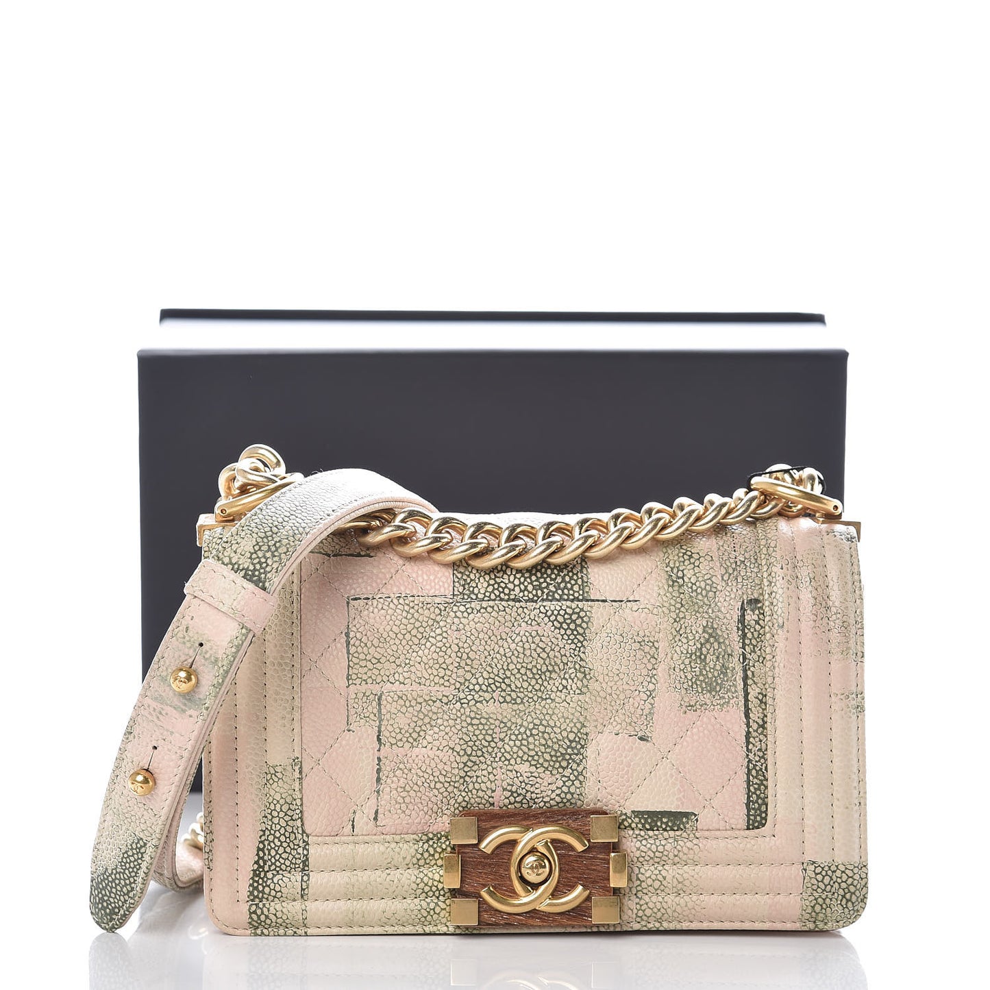 Caviar Quilted Small Cuba Cruise Boy Flap Khaki