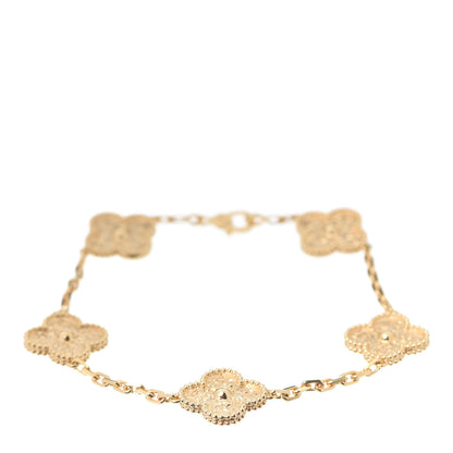 Van Cleef & Arpels 18K Yellow Gold 5 Motifs Vintage Alhambra Bracelet 1 of 7