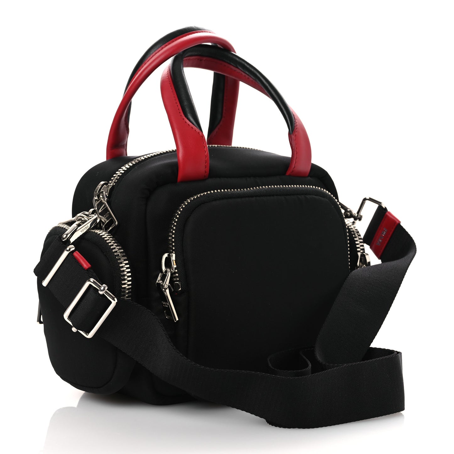 Tessuto Nylon Pocket Top Handle Cargo Bag Black Fuoco
