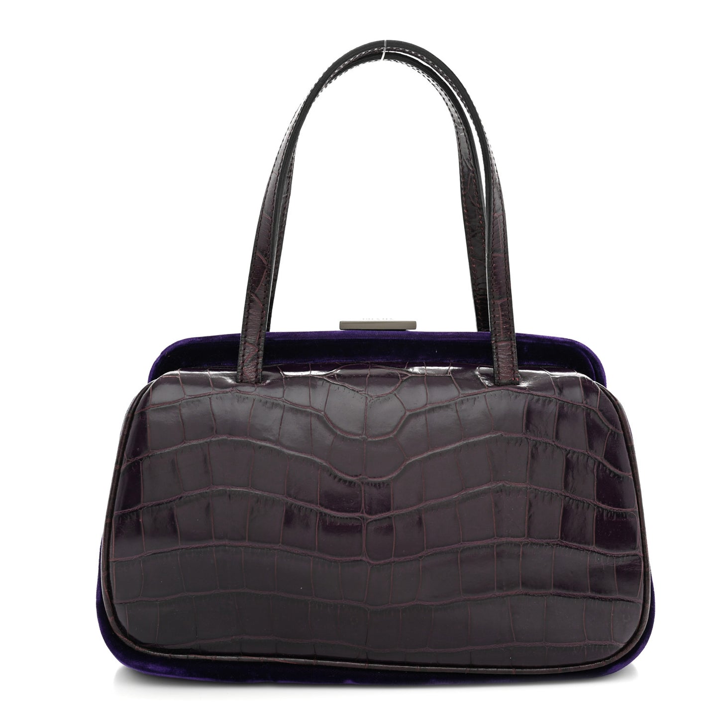 Crocodile Velvet Frame Bag Purple