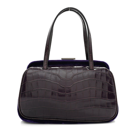 Prada Crocodile Velvet Frame Bag Purple 1 of 10