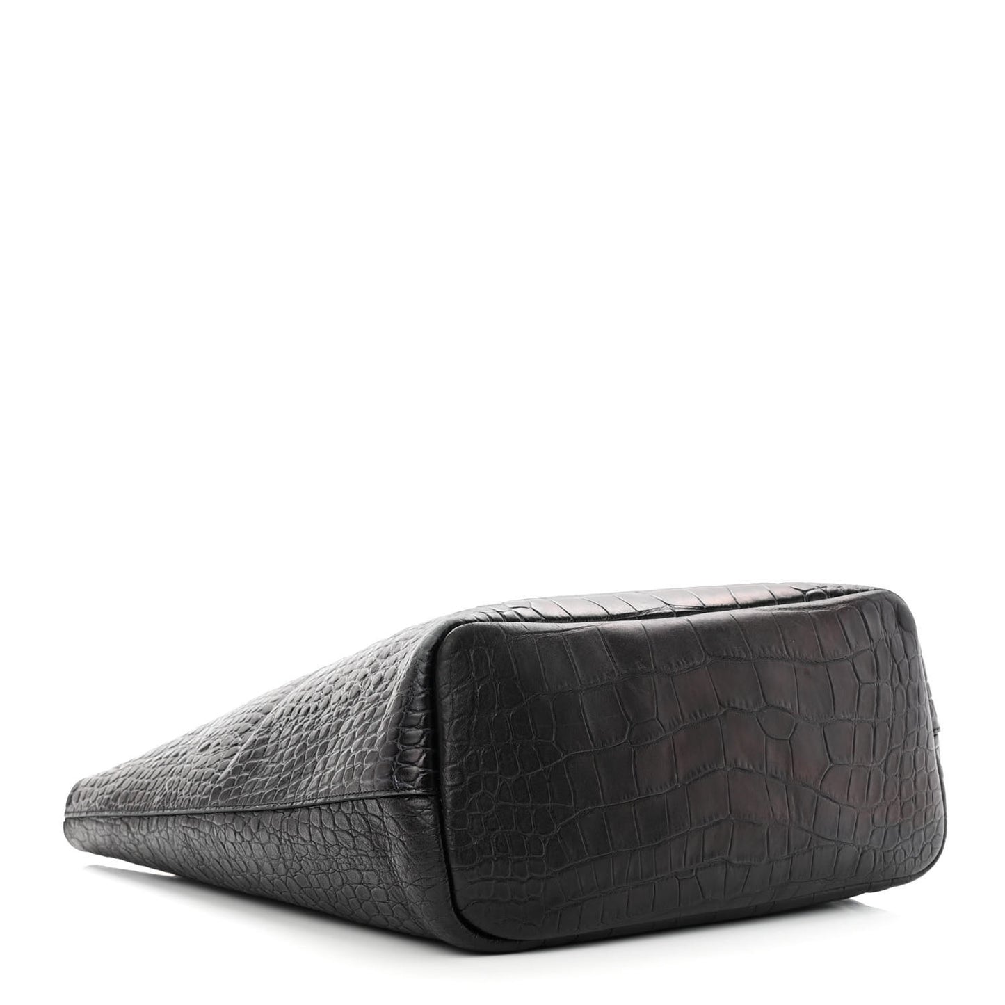 Calfskin Crocodile Embossed Medium Antigona Tote Black