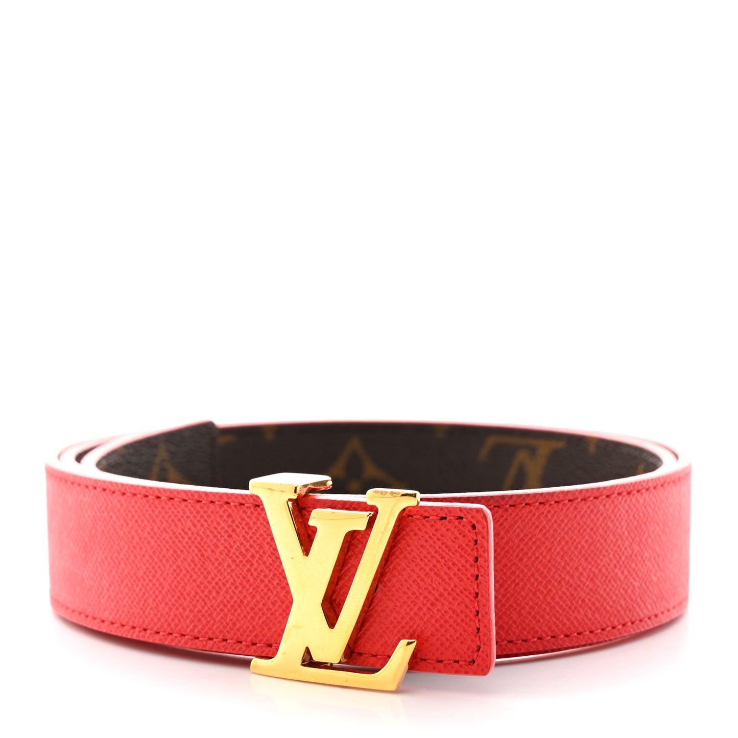 Calfskin Monogram LV Initiales Reversible Belt 80 32 Red