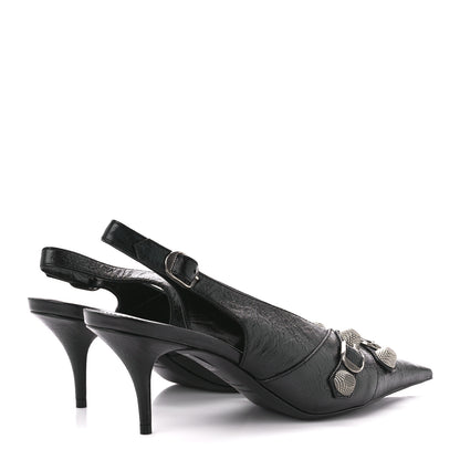 Balenciaga Agneau Arena Cagole 70mm Slingback Pumps 38 Black 4 of 9