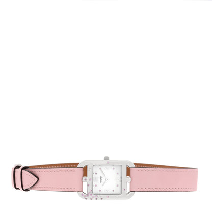 Hermes Stainless Steel Swift Diamond Pink Sapphire Mother of Pearl 23mm Cape Cod Double Tour Quartz Watch Rose Sakura 2 of 5