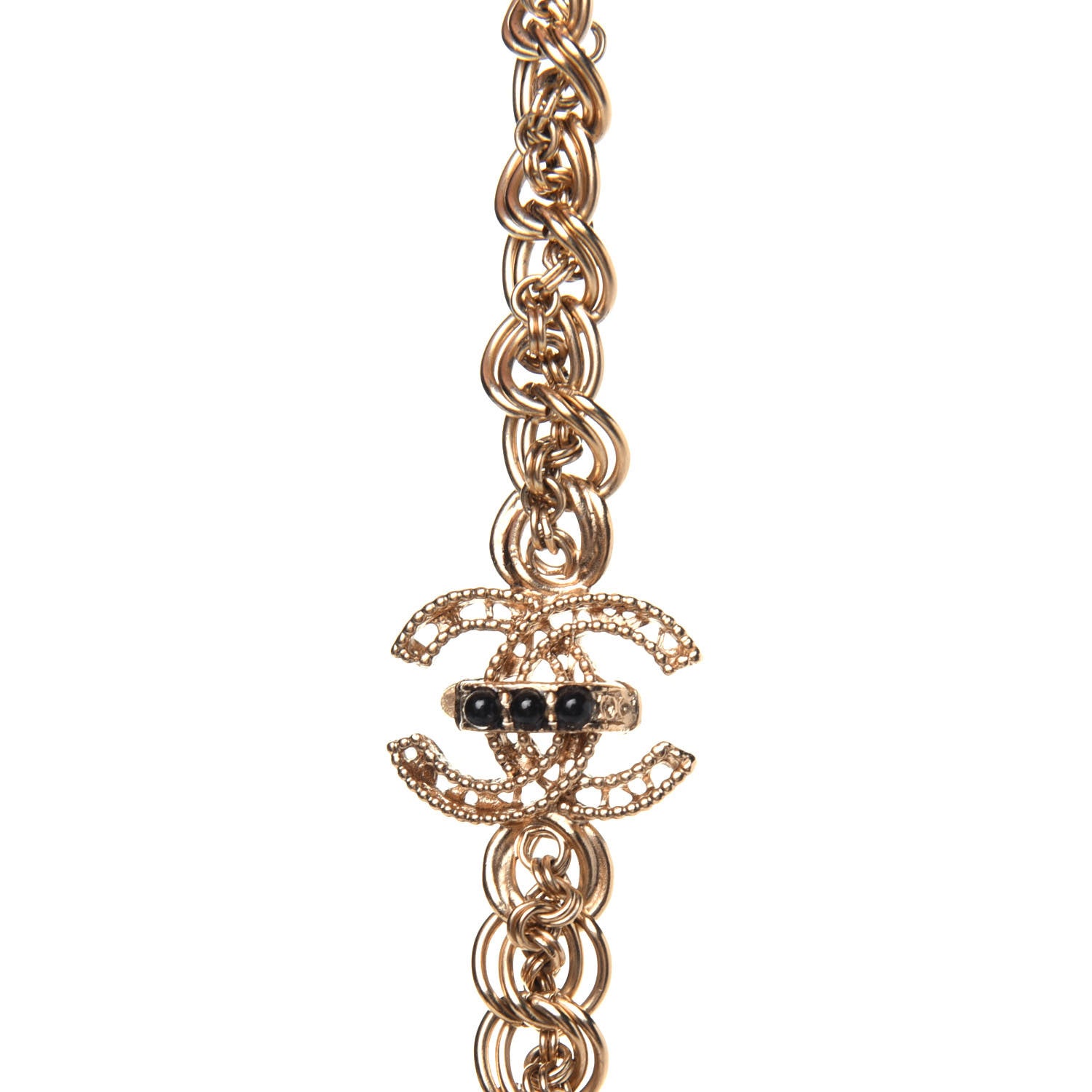 Chanel Metal Beaded CC Chain Headband Gold Black 5 of 6