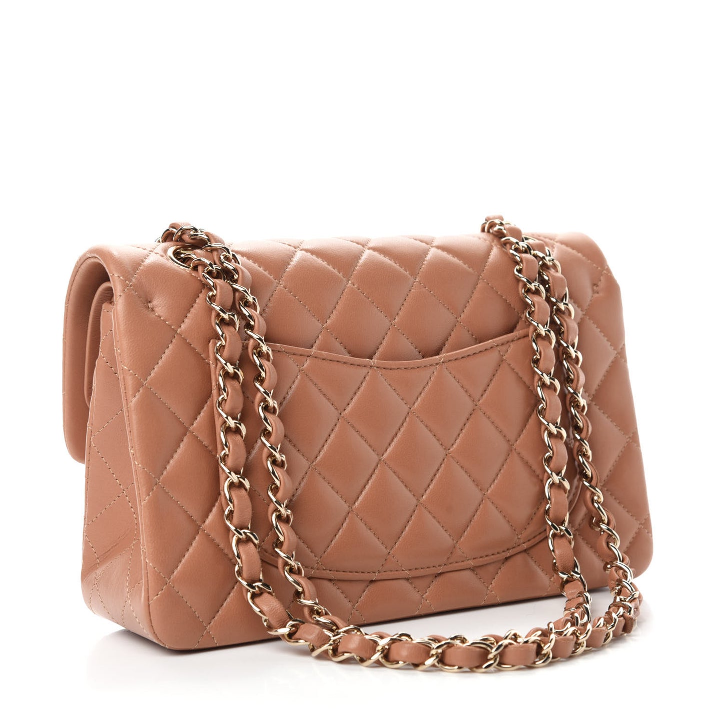 Lambskin Quilted Small Double Flap Brown