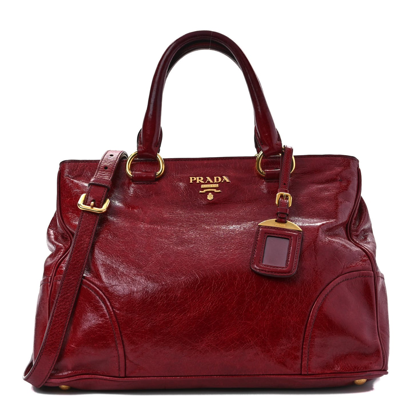 Vitello Shine Shopping Satchel Rosso