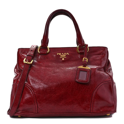Prada Vitello Shine Shopping Satchel Rosso 1 of 12