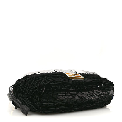 Fendi Sequins Fabric Crochet Medium Mamma Baguette Black 4 of 11