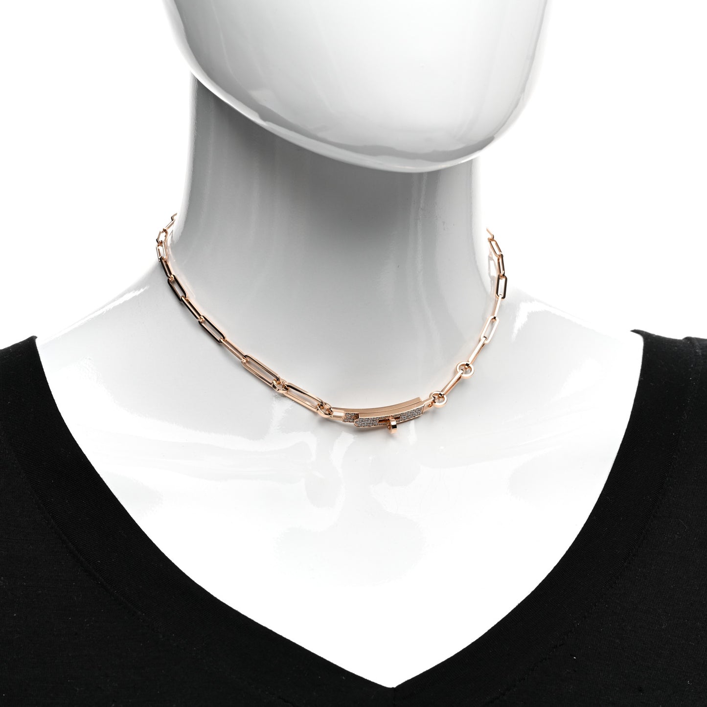 18K Rose Gold Diamond Pave Kelly Chaine Choker Necklace