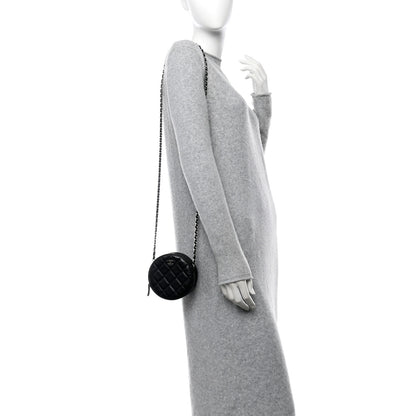 Chanel Lambskin Quilted Round Clutch With Chain Black 2 of 10