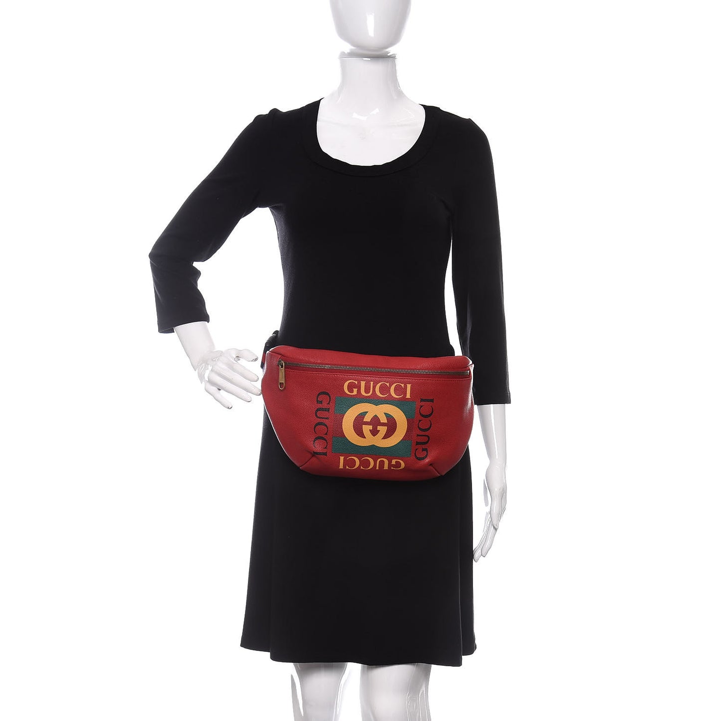 Grained Calfskin Logo Belt Bag Hibiscus Red