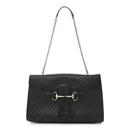 Gucci Microguccissima Medium Emily Chain Shoulder Bag Black 1 of 13