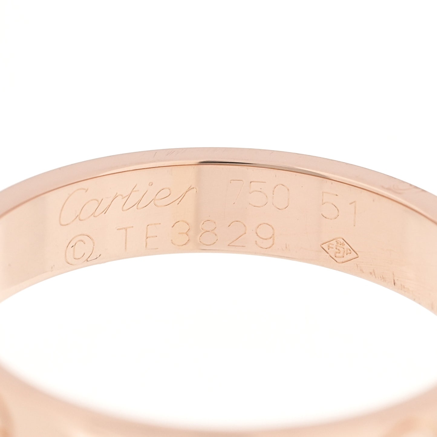 18K Pink Gold 3.5mm LOVE Wedding Band Ring 51 5.75
