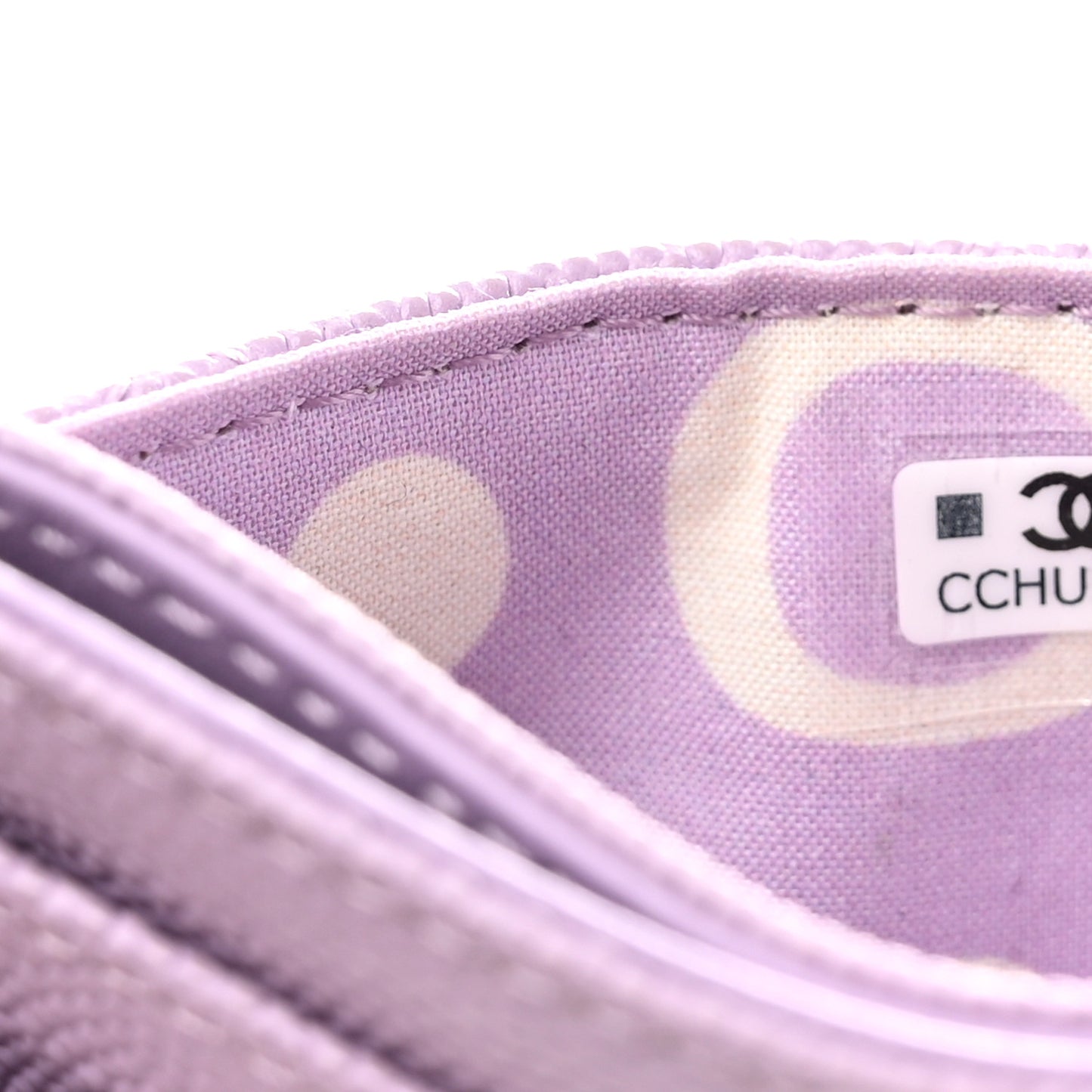 Caviar Quilted CC Logo Card Holder Light Purple