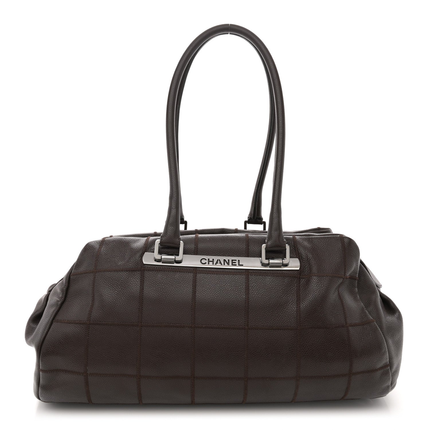 Chanel Caviar Square Stitched Large Satchel Dark Brown 1 of 16