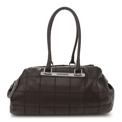 Chanel Caviar Square Stitched Large Satchel Dark Brown 1 of 16