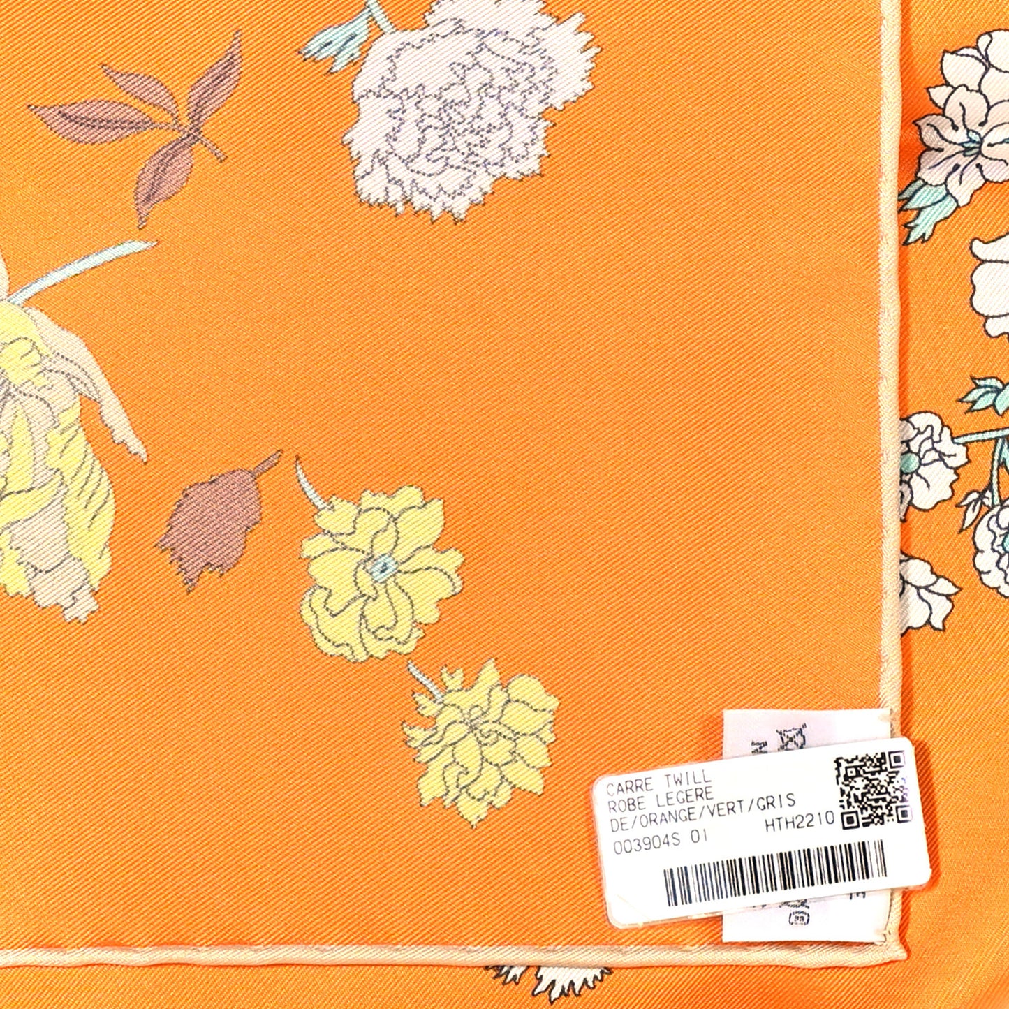 Silk Robe Legere Scarf 90 Orange Vert Gris