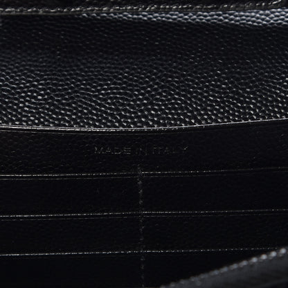 Saint Laurent Grain De Poudre Matelasse Chevron Monogram Chain Wallet Black 7 of 13