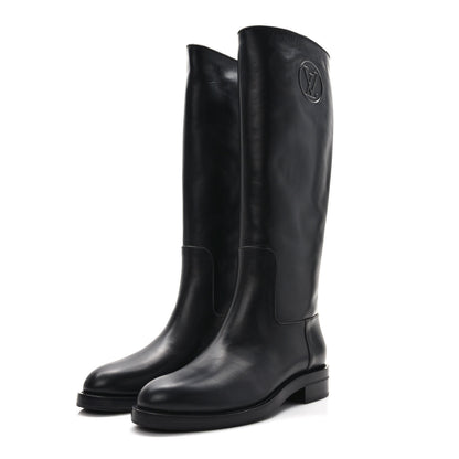 Louis Vuitton Calfskin Overdrive Flat High Boots 40 Black 3 of 8