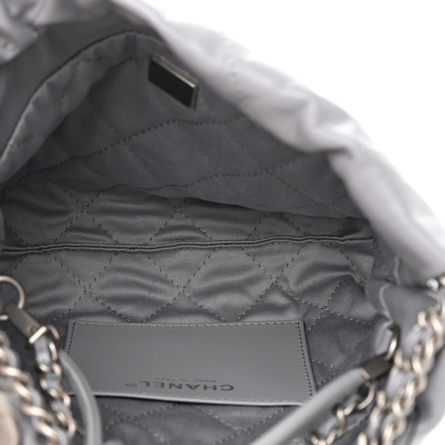 Shiny Calfskin Quilted Mini Chanel 22 Grey