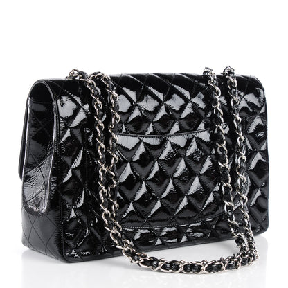 Chanel Distressed Patent Quilted Jumbo Single Flap Black 3 of 8