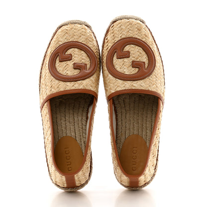 Gucci Raffia Harness Calfskin Interlocking G Mens Espadrilles 10 Palmi Naturale Harness Brown 2 of 10