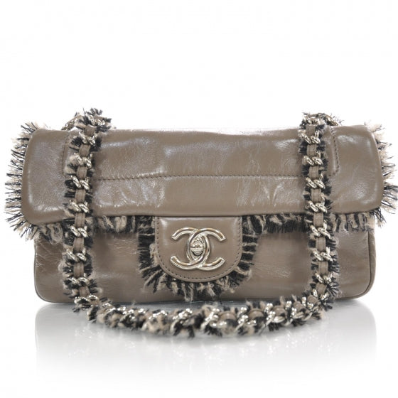 Lambskin Tweedy Flap Taupe