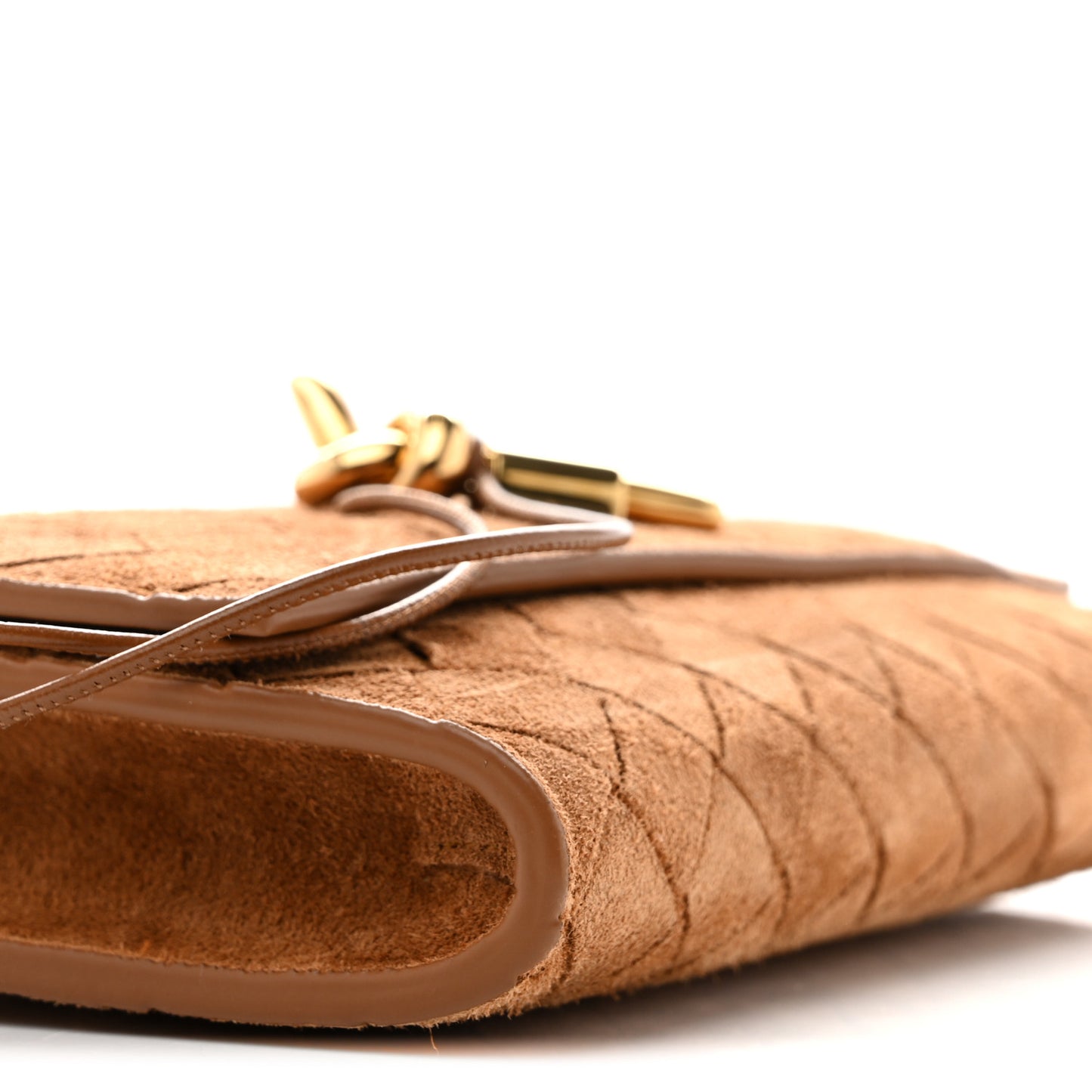 Suede Intrecciato Andiamo Pouch On Strap Amber